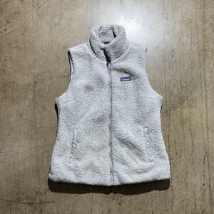 Patagonia Fleece Vest Womens XL Gray Los Gatos Full Zip Sherpa Cozy Warm